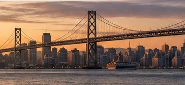 San Francisco Bay Bridge at sunset